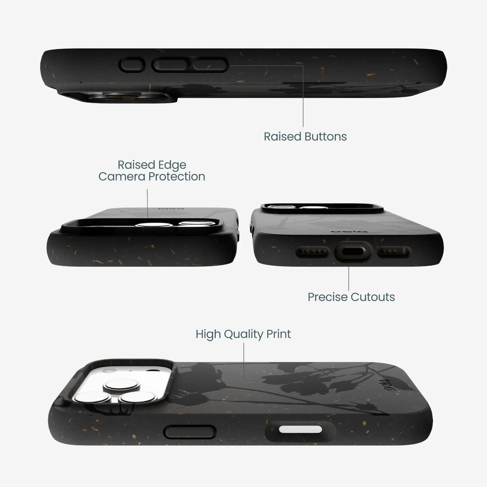 Black Shadow Petals iPhone 17 Pro Case - Image 2