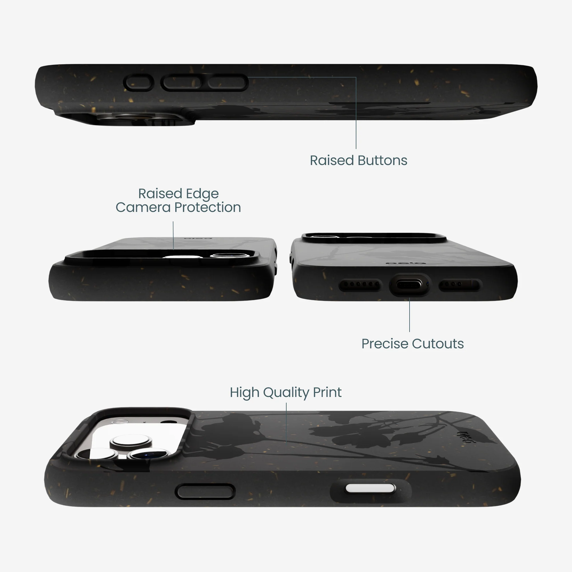 Black Shadow Petals iPhone 17 Pro Max Case - Image 3
