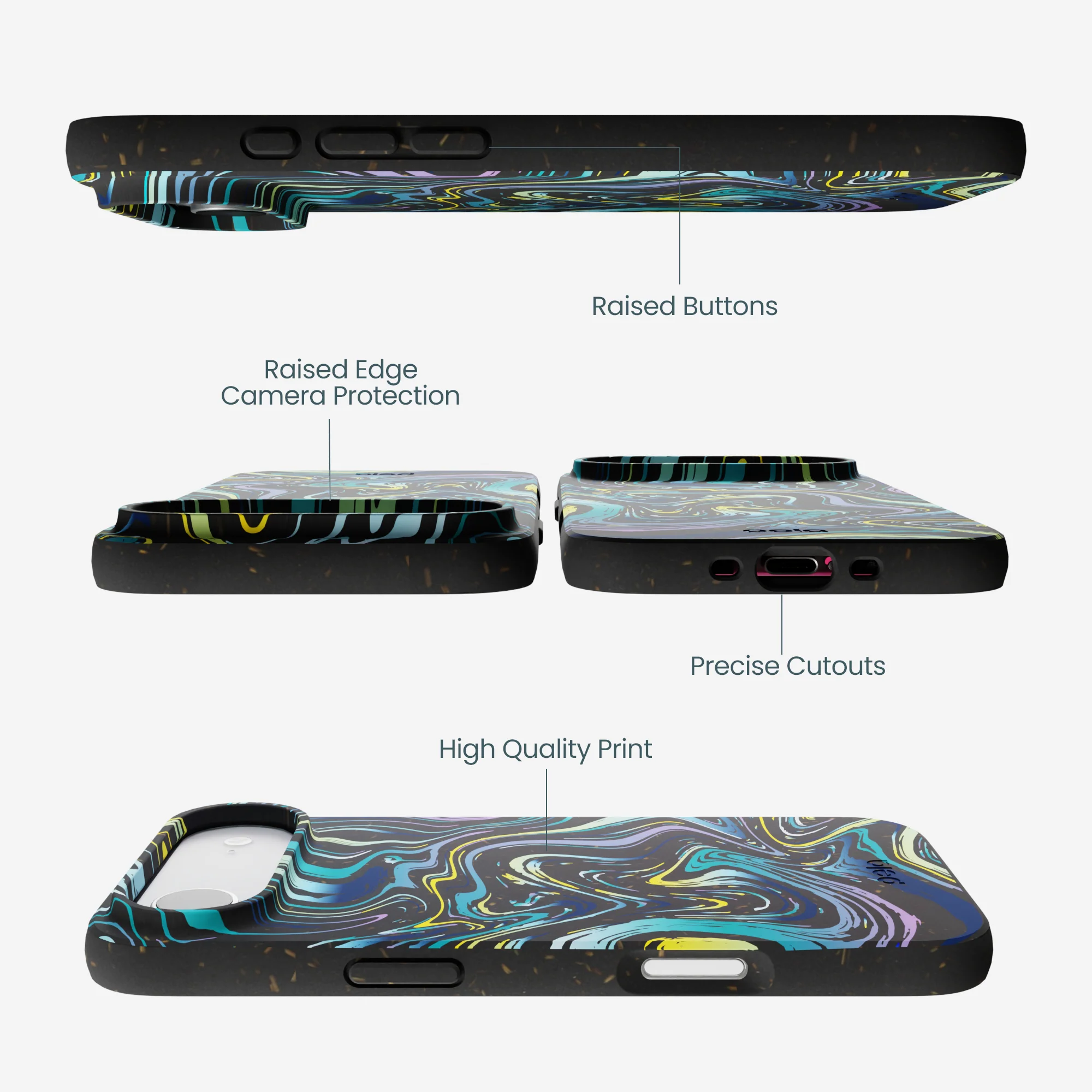 Black Space Waves iPhone Air Case - Image 2