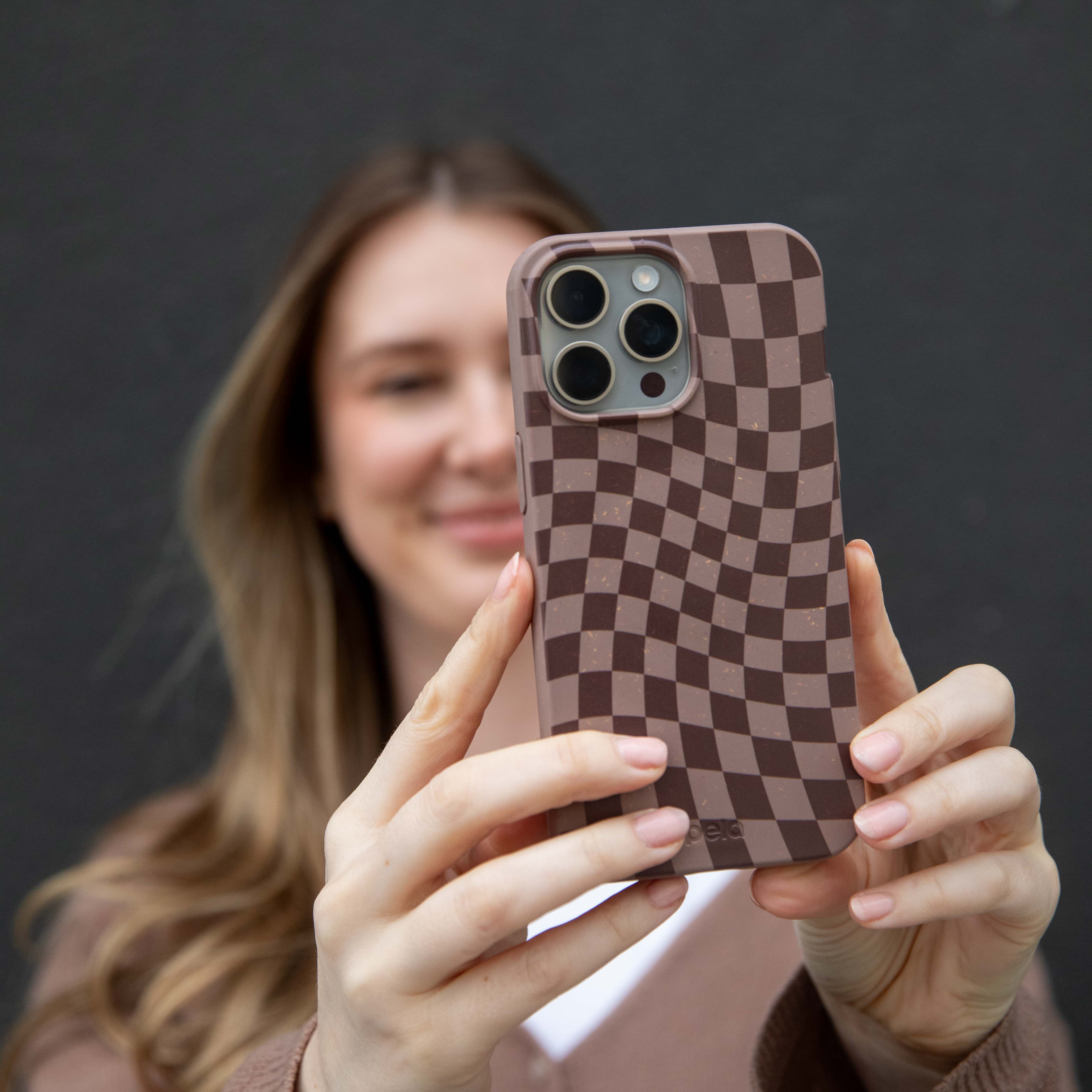 Chocolate Brown Cafe Check Google Pixel 7a Case - Image 2