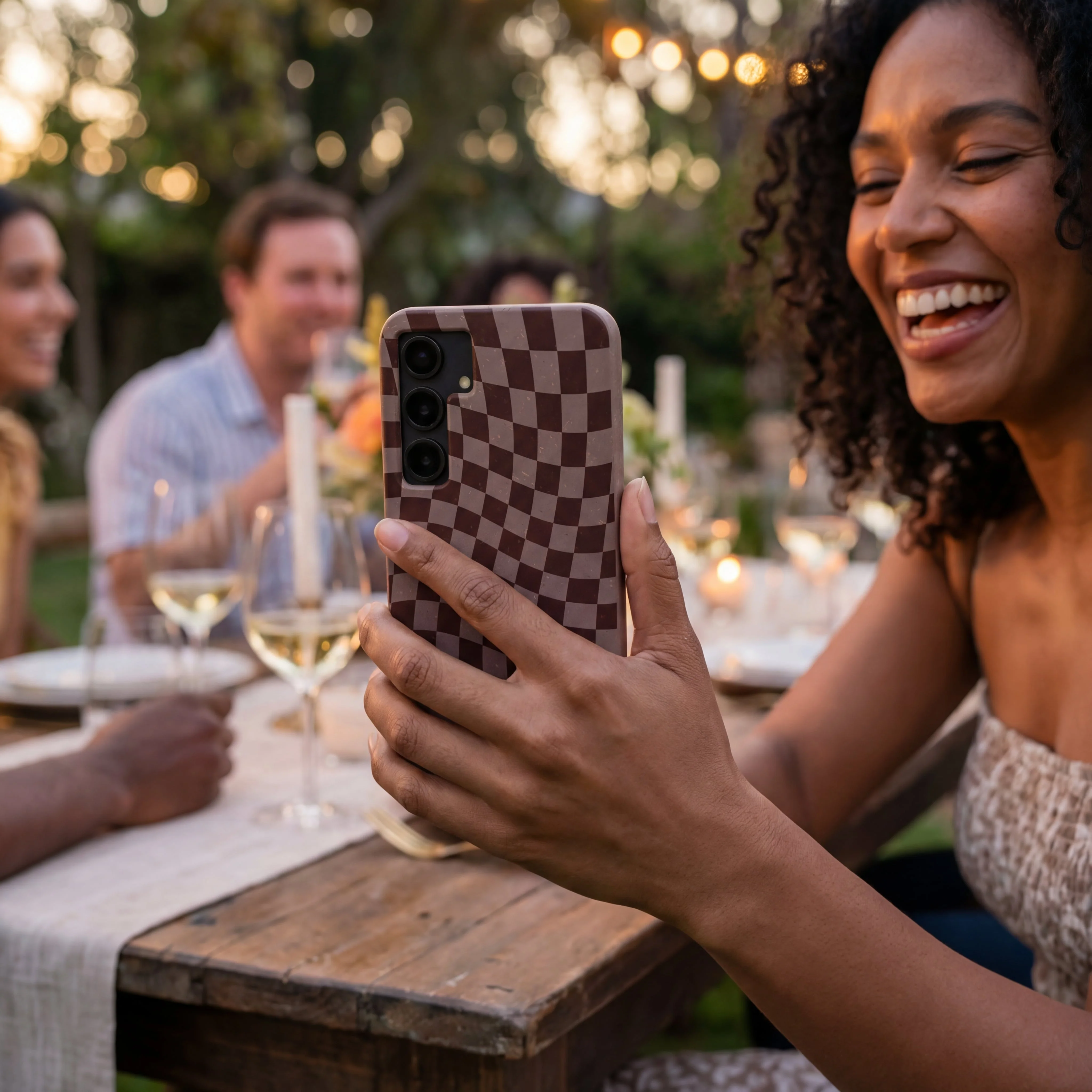 Chocolate Brown Cafe Check Samsung Galaxy S24 Ultra Case - Image 2