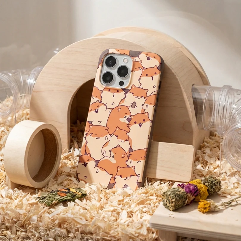 Chocolate Brown Happy Hamsters Samsung Galaxy S23+(Plus) Case - Image 2