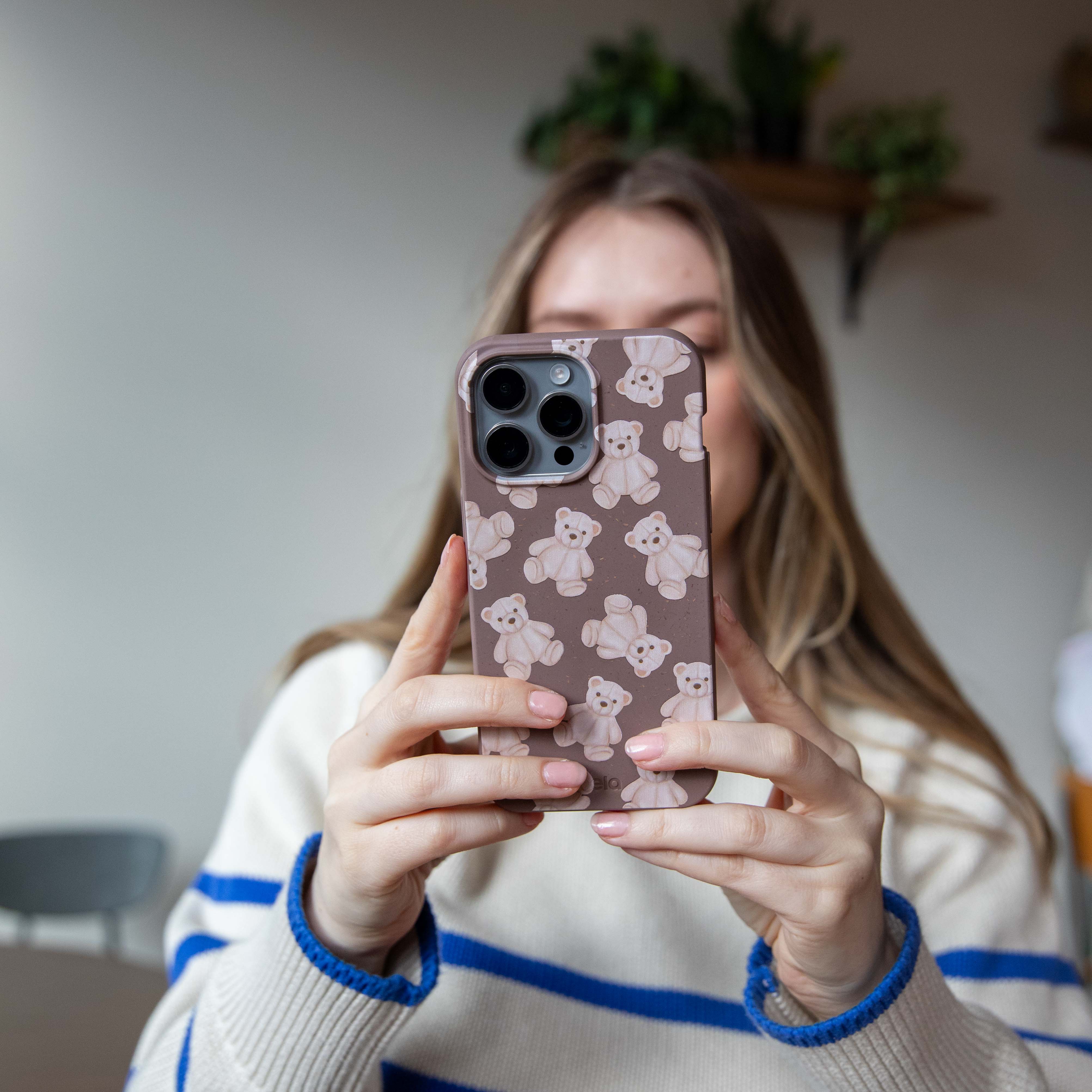 Chocolate Brown Teddy Love iPhone 15 Pro Max Case - Image 5