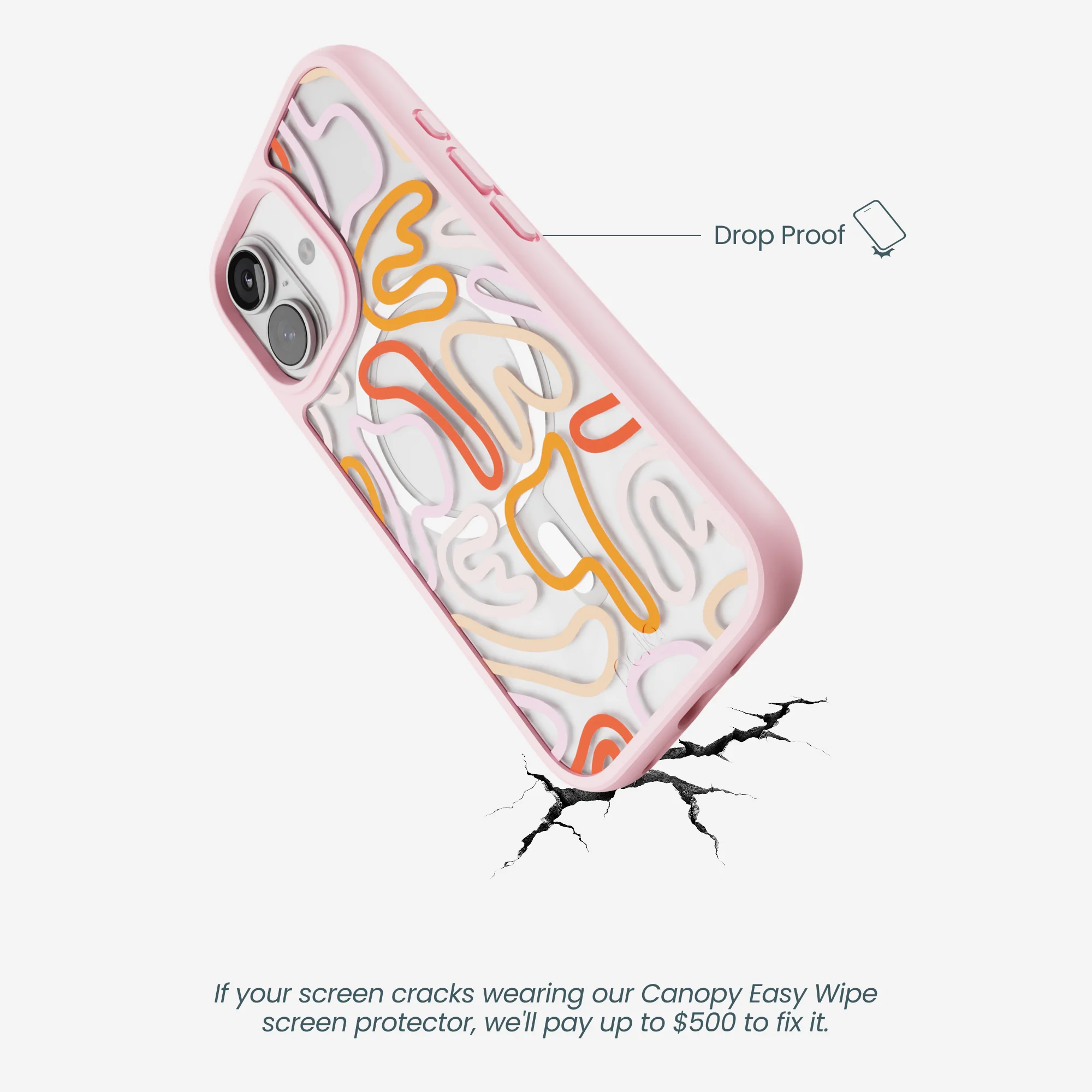 Clear Sweet Doodles iPhone 17 Case With Petal Pink Ridge (MagSafe included) - Image 4
