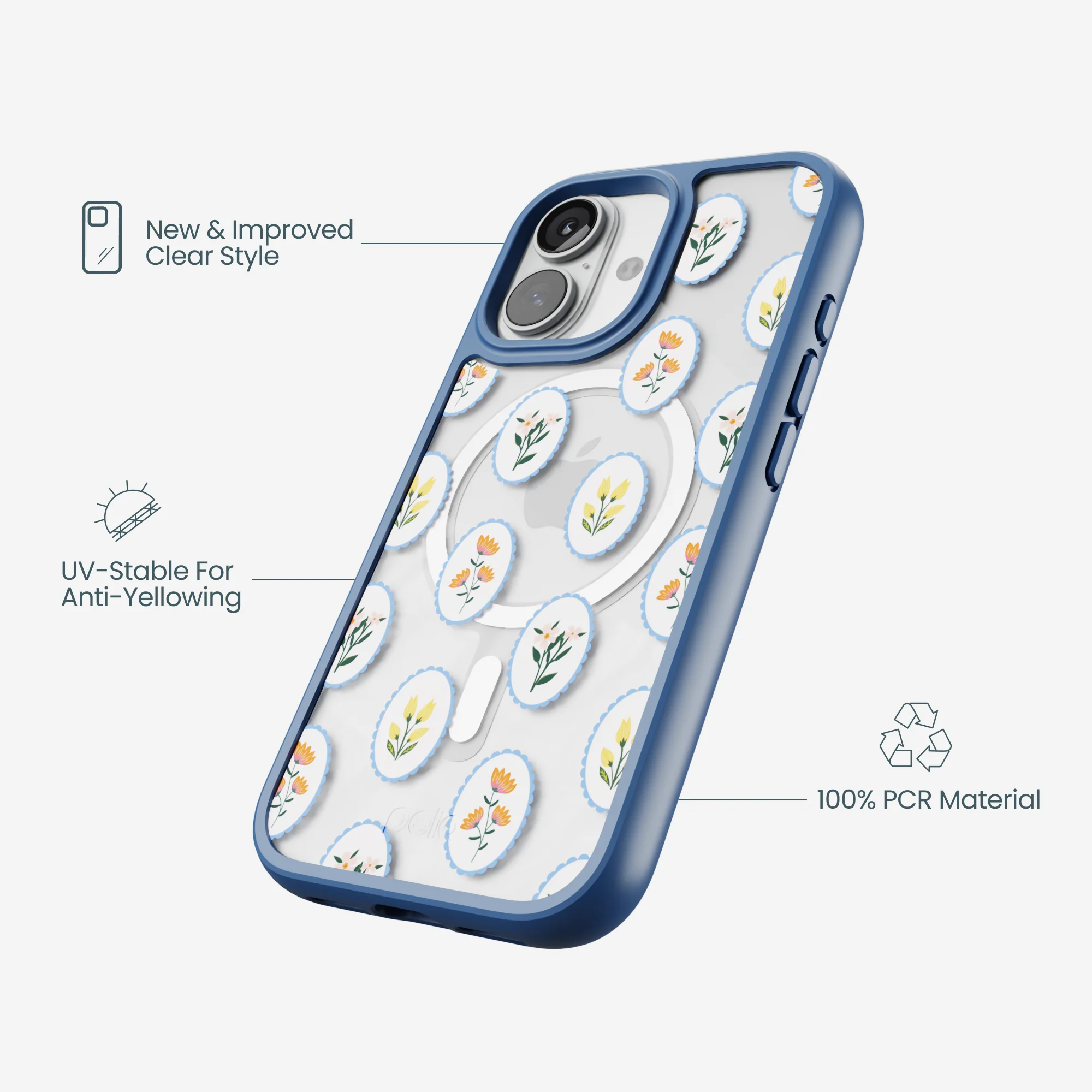 Clear Rosette Frame iPhone 17 Case With True Blue Ridge (MagSafe included) - Image 3