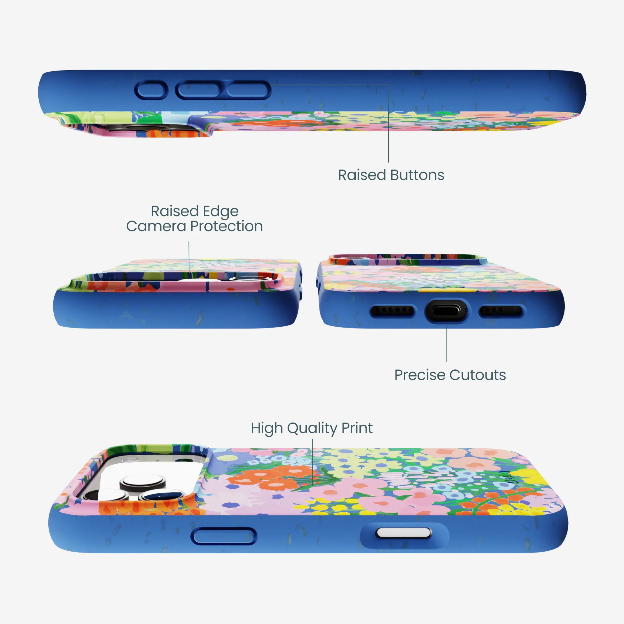 Electric Blue Painted Garden iPhone 17 Pro Max Case - Image 3