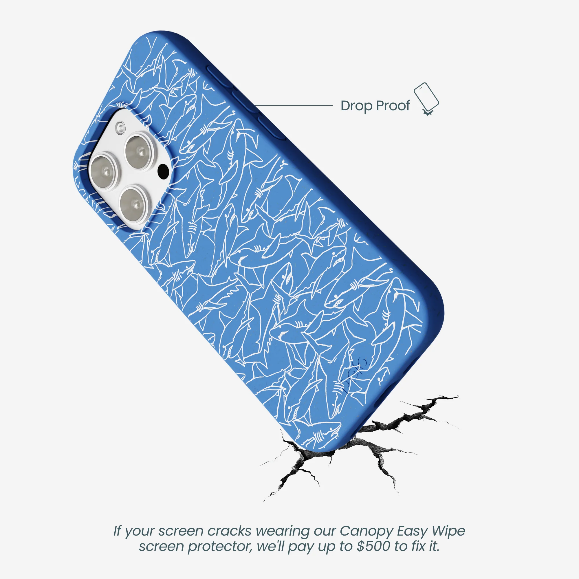 Electric Blue Shark Frenzy iPhone 16 Pro Max Case - Image 5
