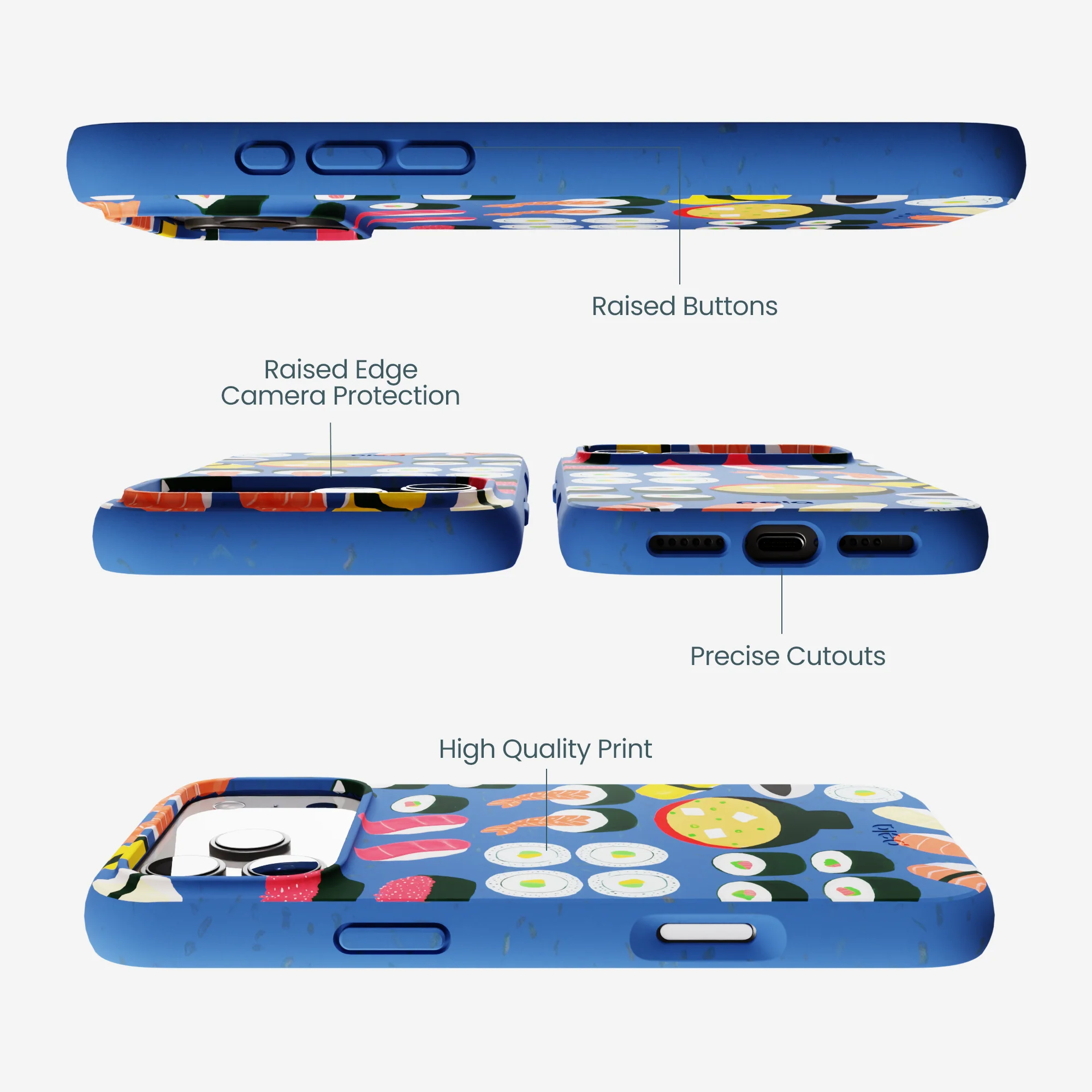 Electric Blue Sushi Night iPhone 17 Pro Max Case - Image 3