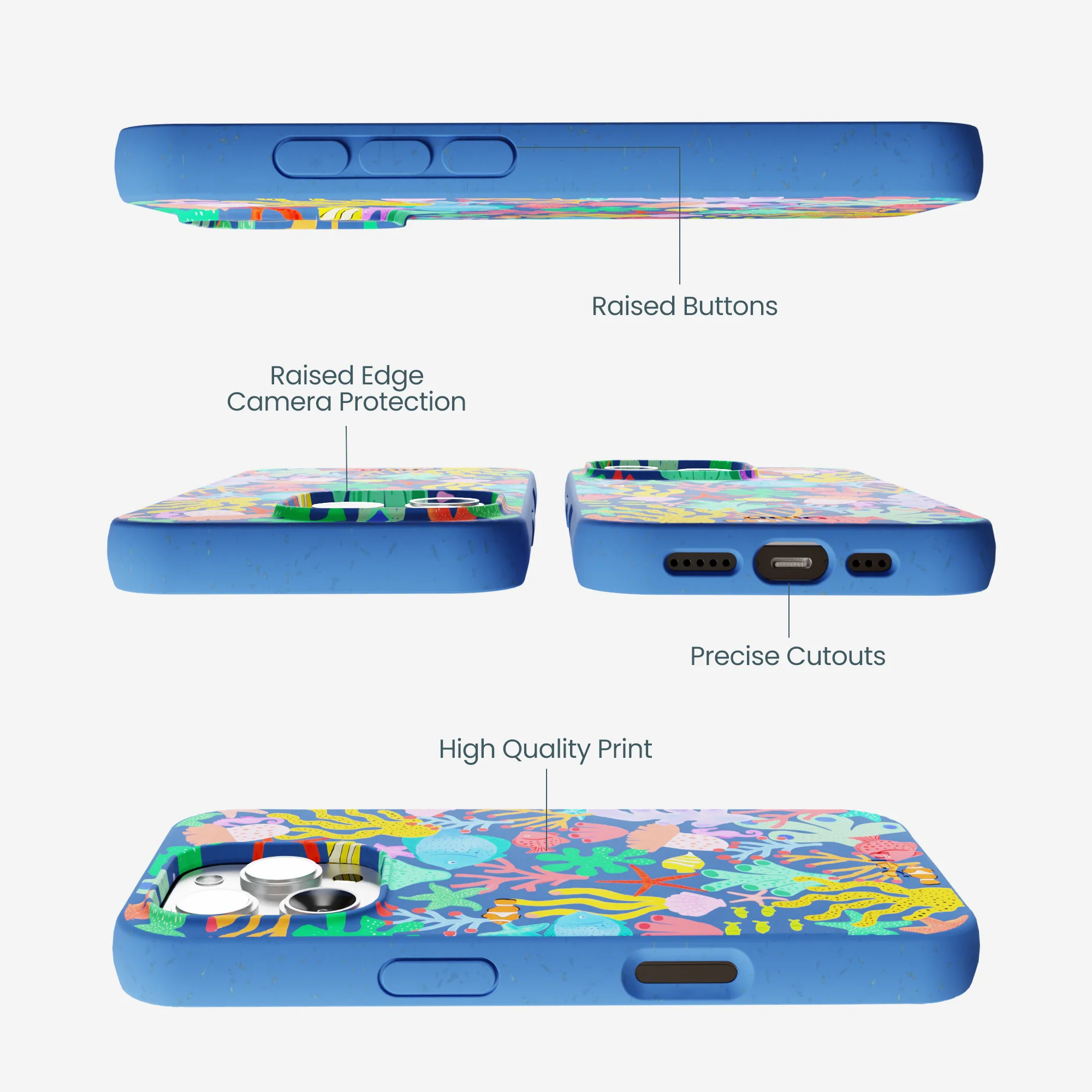 Electric Blue Underwater Blooms iPhone 16 Pro Max Case - Image 3