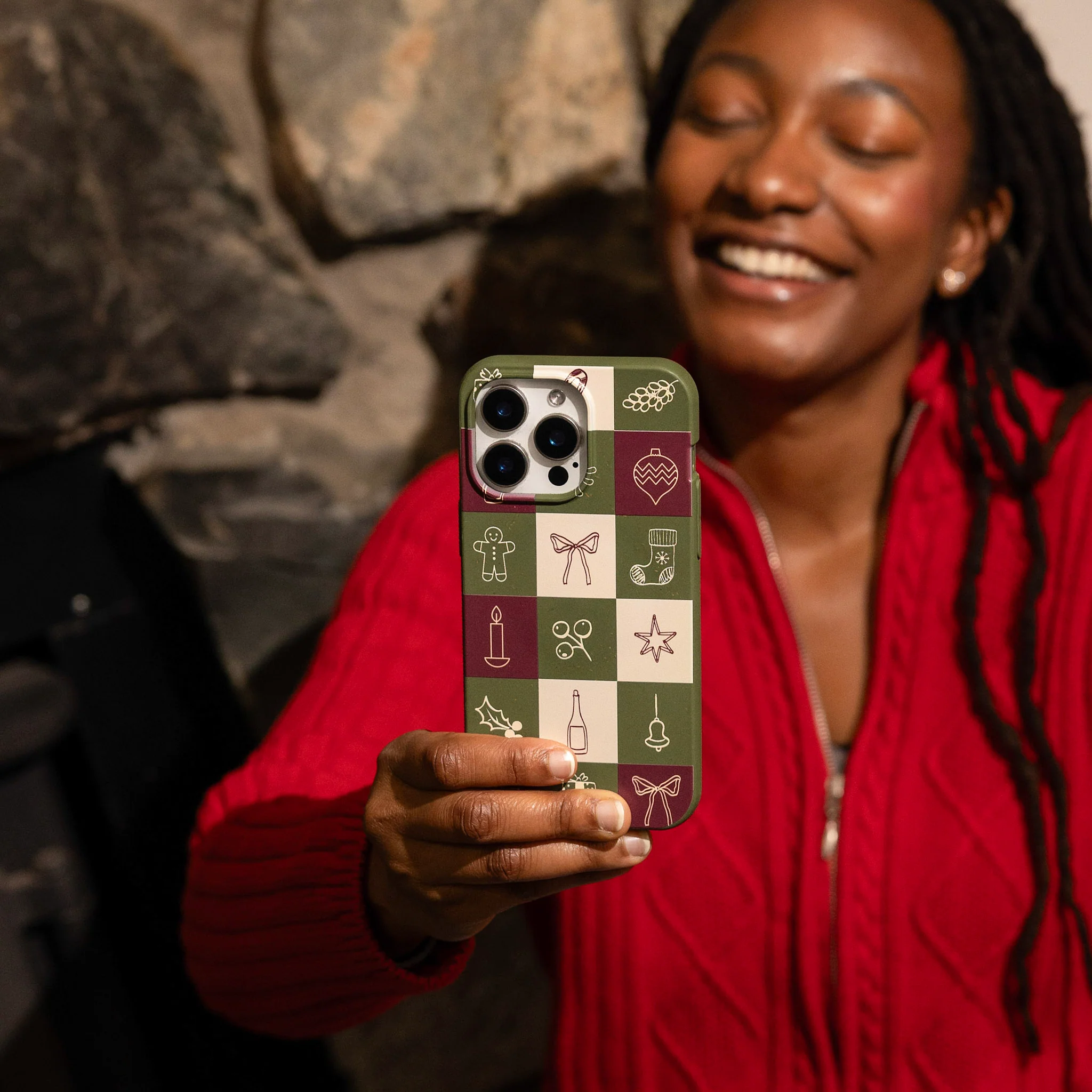 Forest Floor Holiday Squares iPhone 17 Case - Image 6