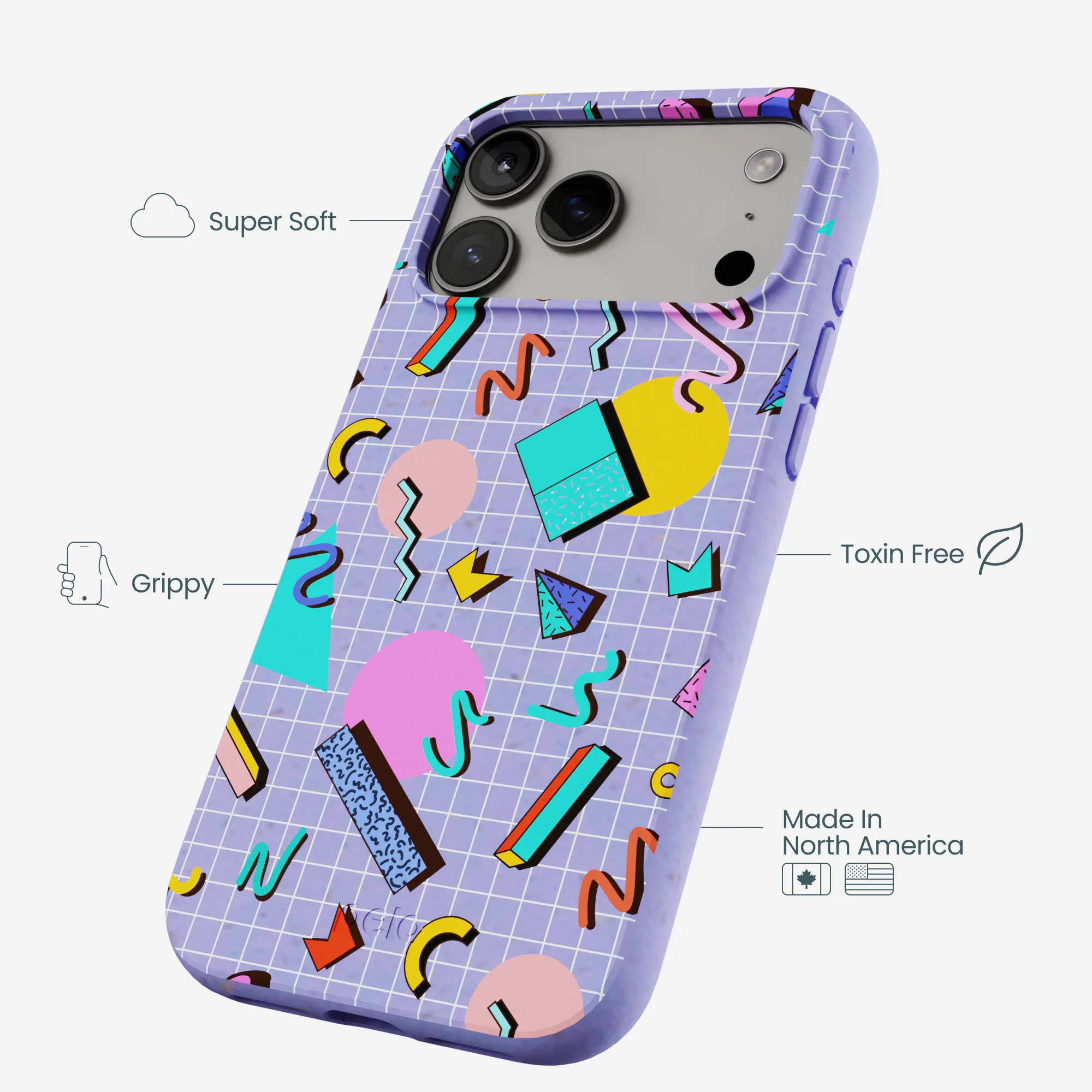Lavender Retro Grid iPhone 17 Pro Max Case - Image 3