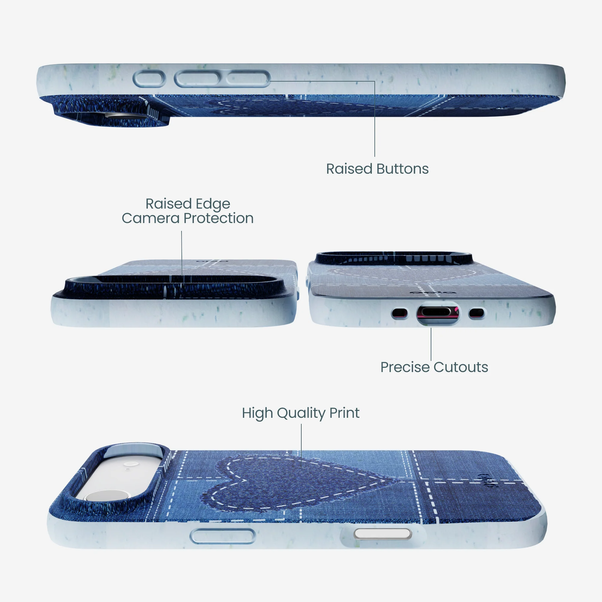 Powder Blue Denim Heart iPhone Air Case - Image 2