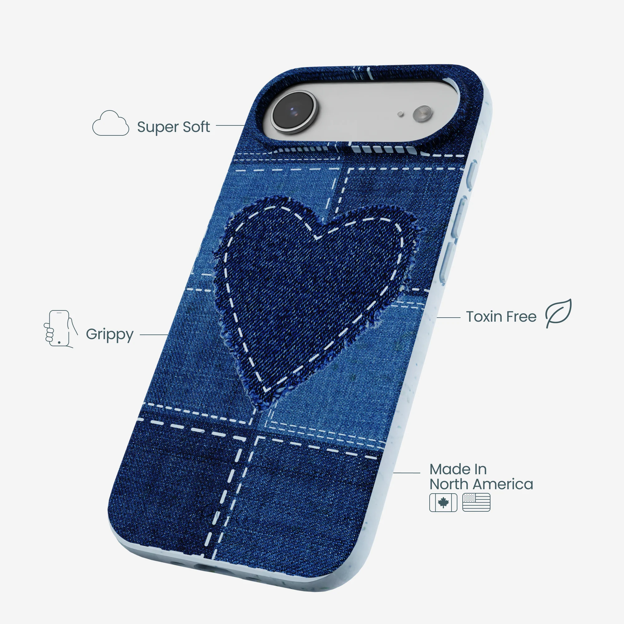 Powder Blue Denim Heart iPhone Air Case - Image 3