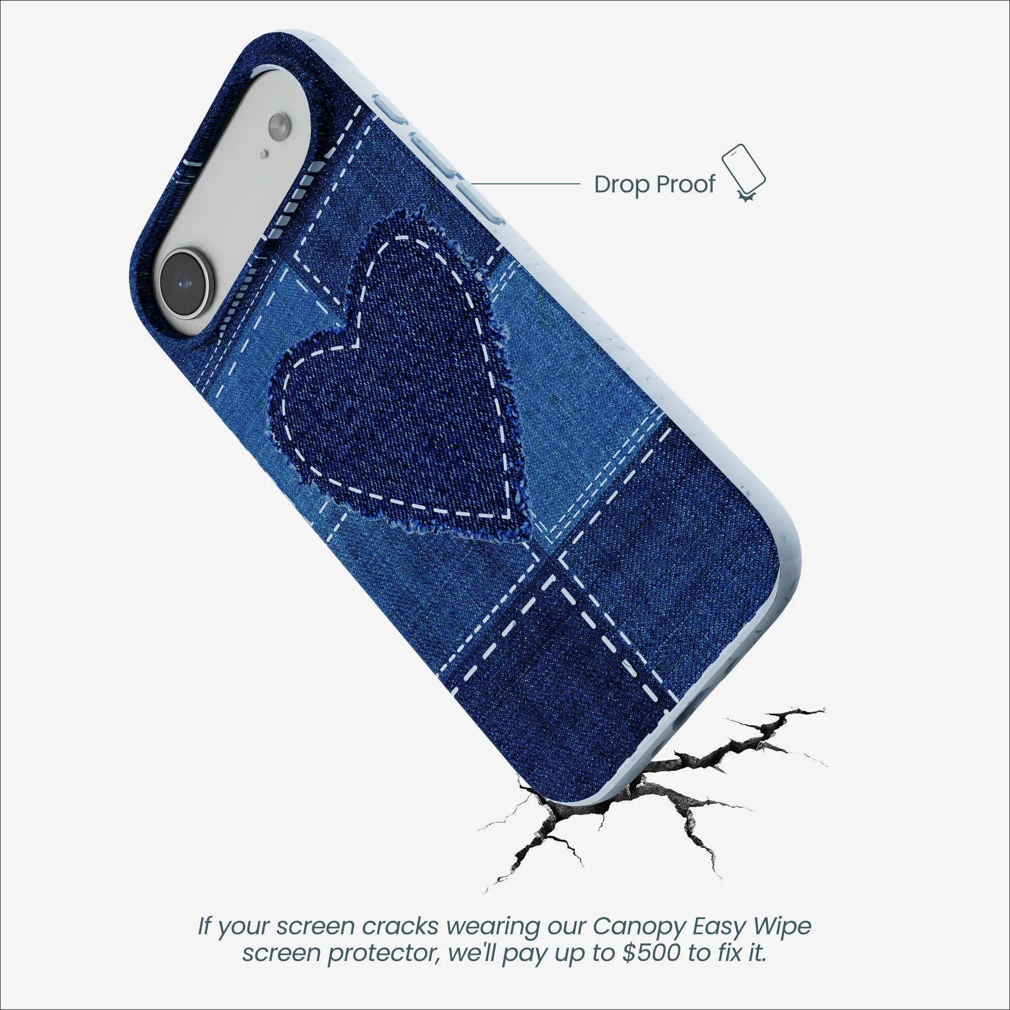 Powder Blue Denim Heart iPhone Air Case - Image 4