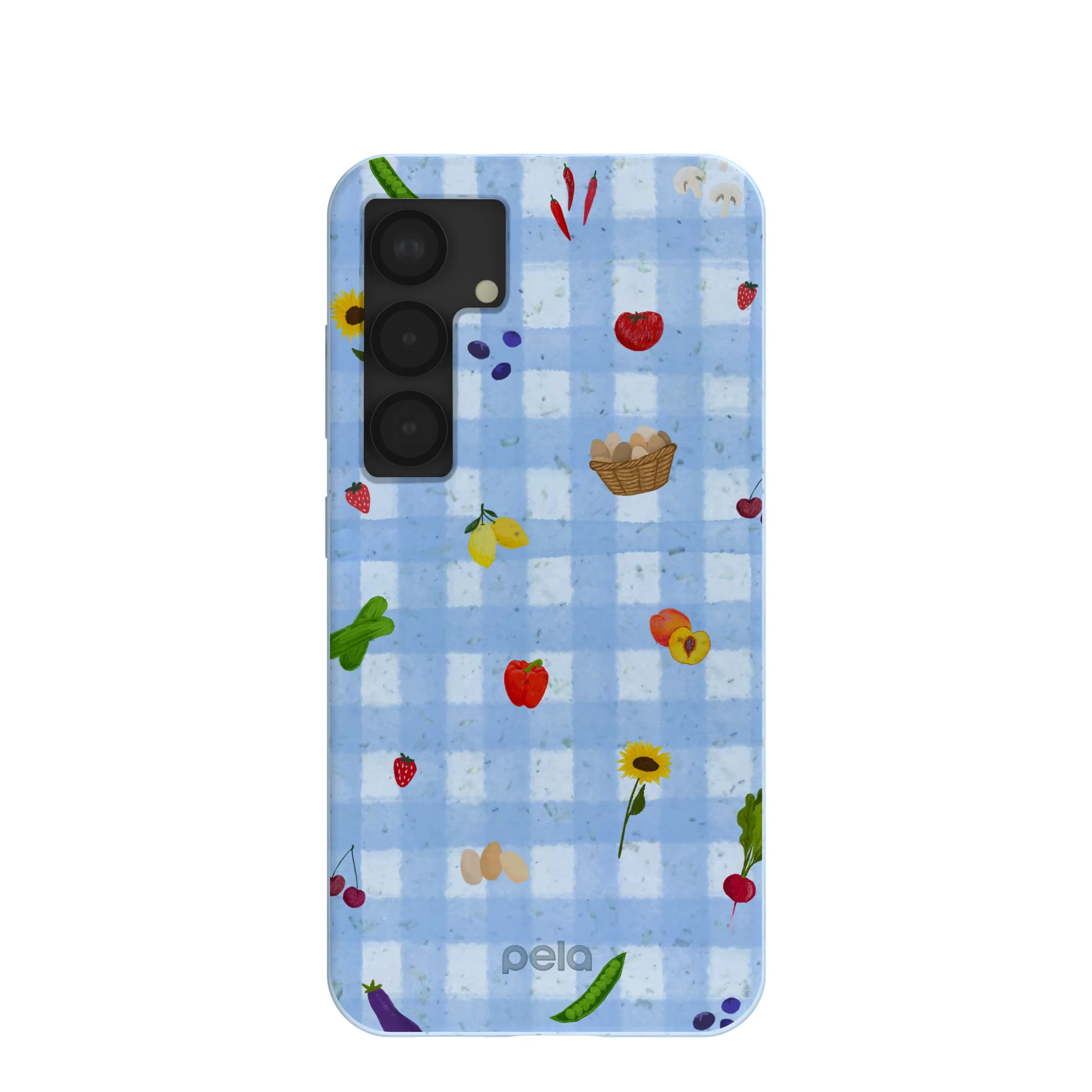 Powder Blue Gingham Farmhouse Samsung Galaxy S25 Case