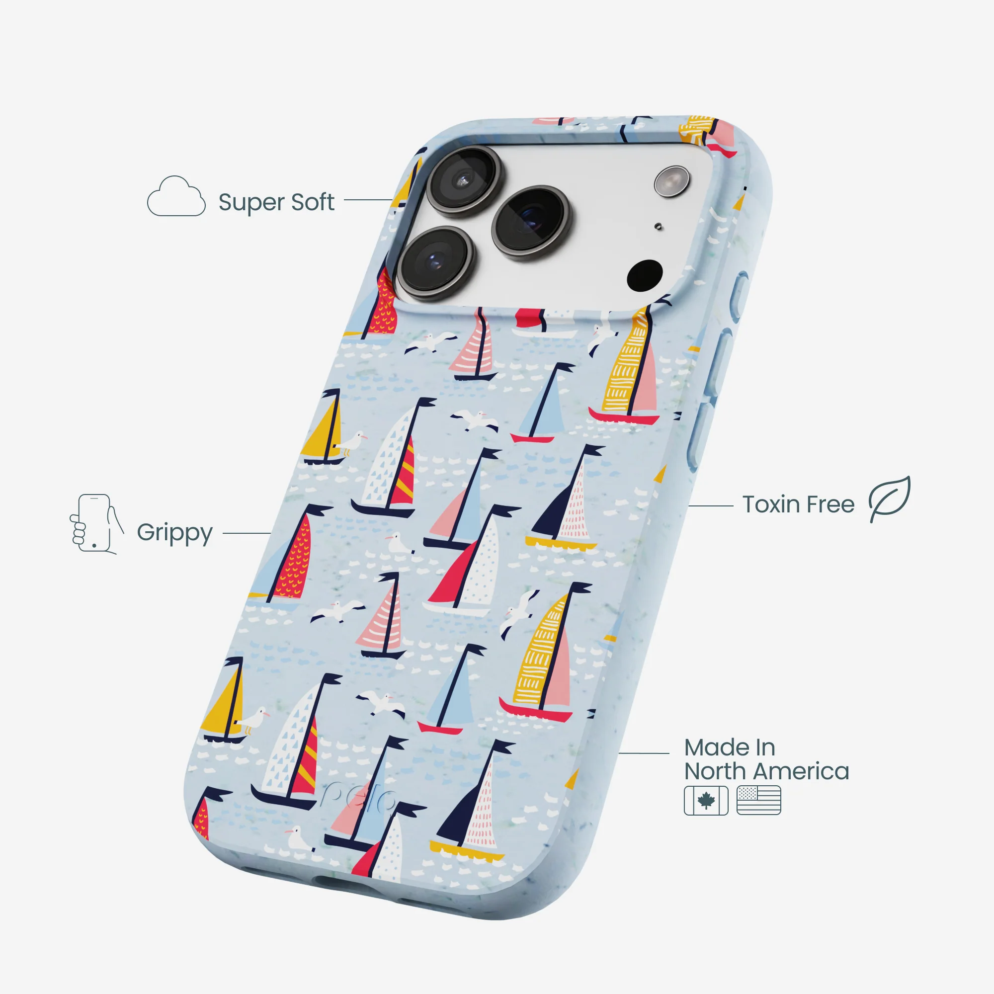 Powder Blue Sails and Seagulls iPhone 17 Pro Case - Image 4