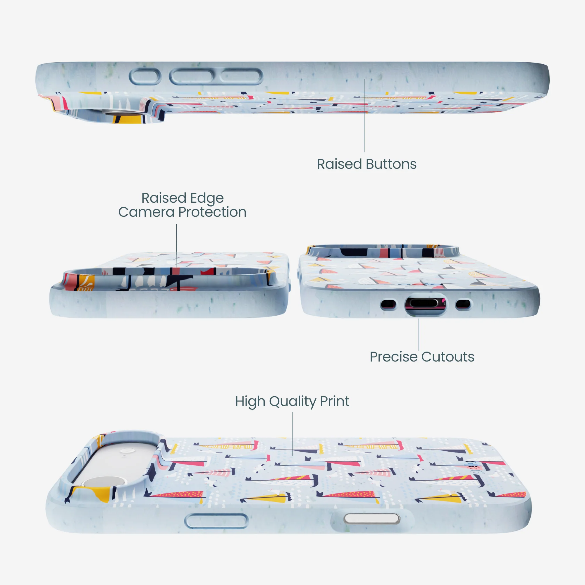 Powder Blue Sails and Seagulls iPhone Air Case - Image 2