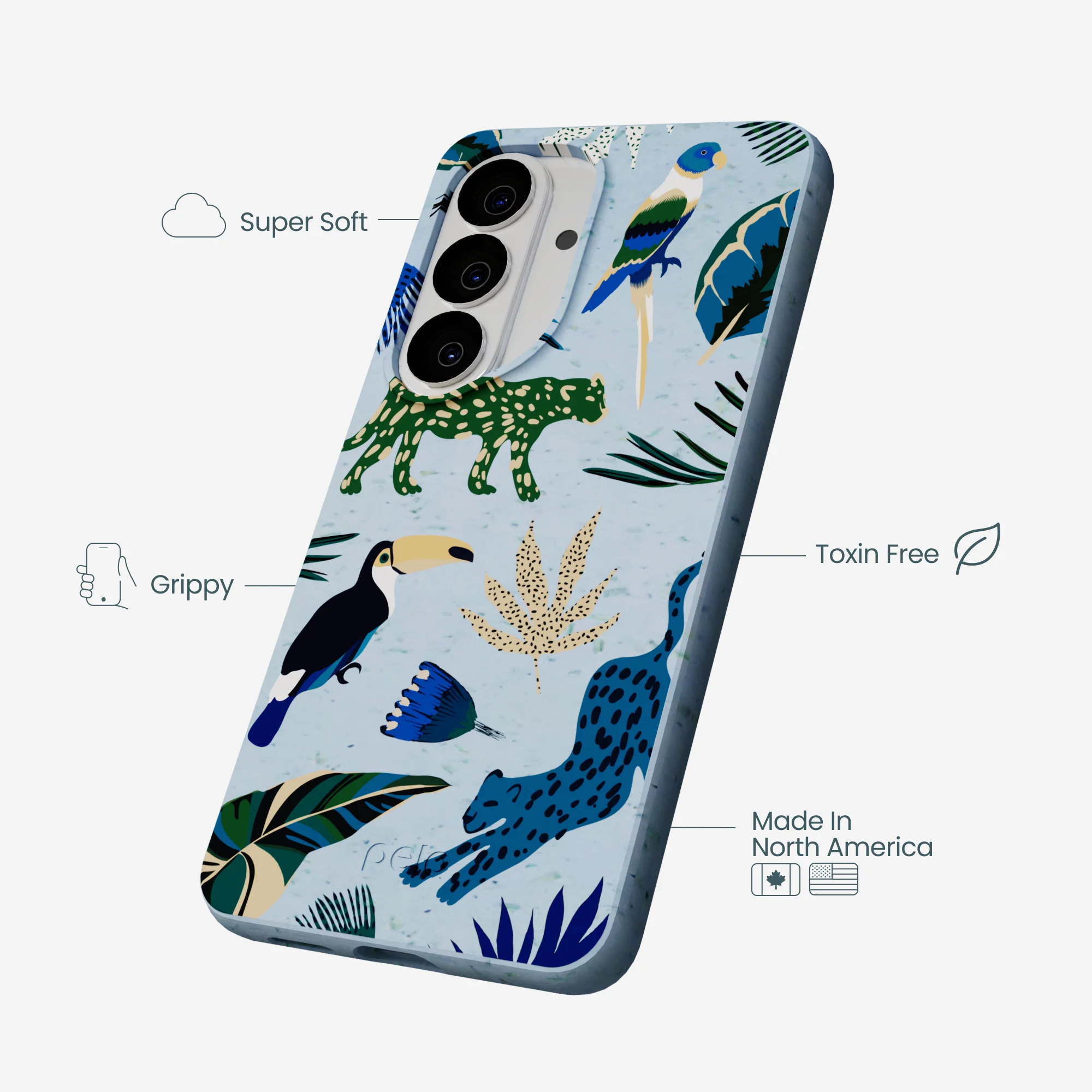 Powder Blue Tropical Rainforest Samsung Galaxy S26 Case - Image 4