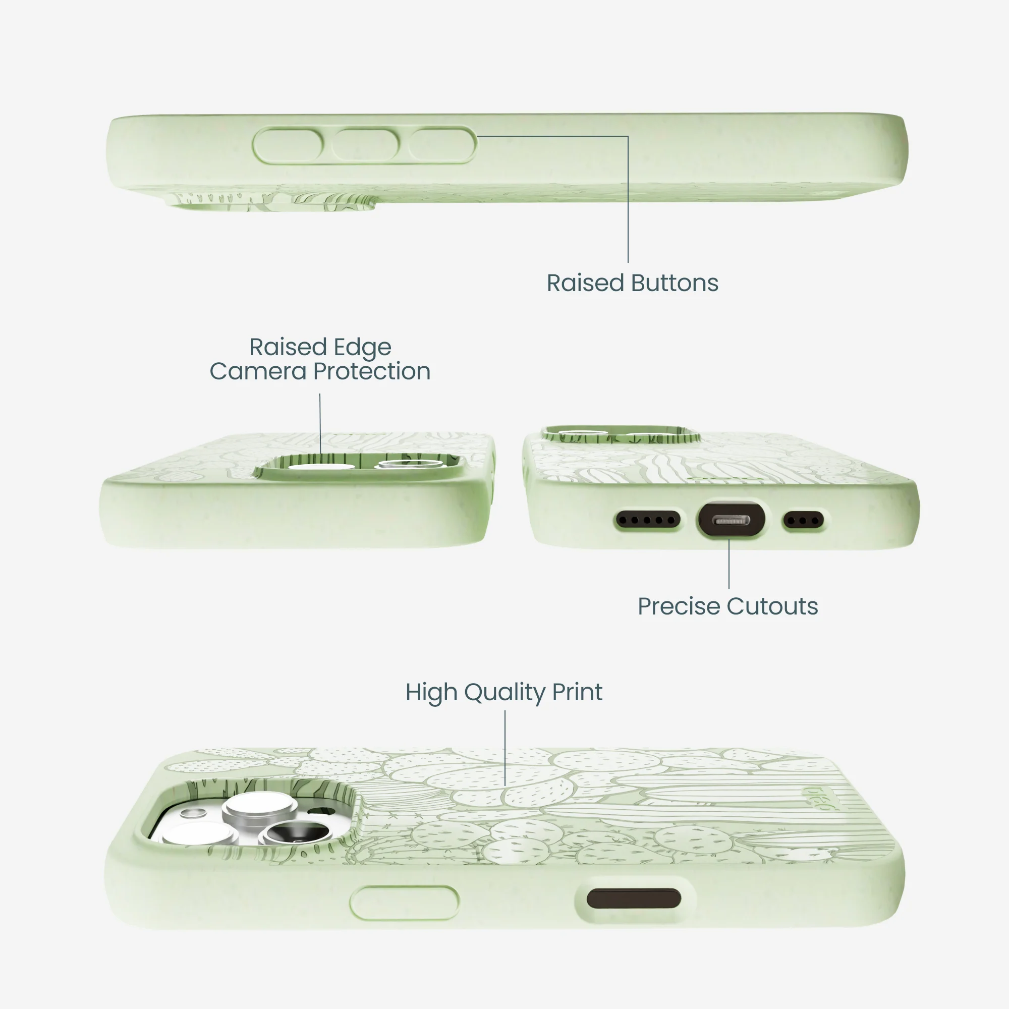 Sage Green Cacti iPhone 16 Pro Max Case - Image 3