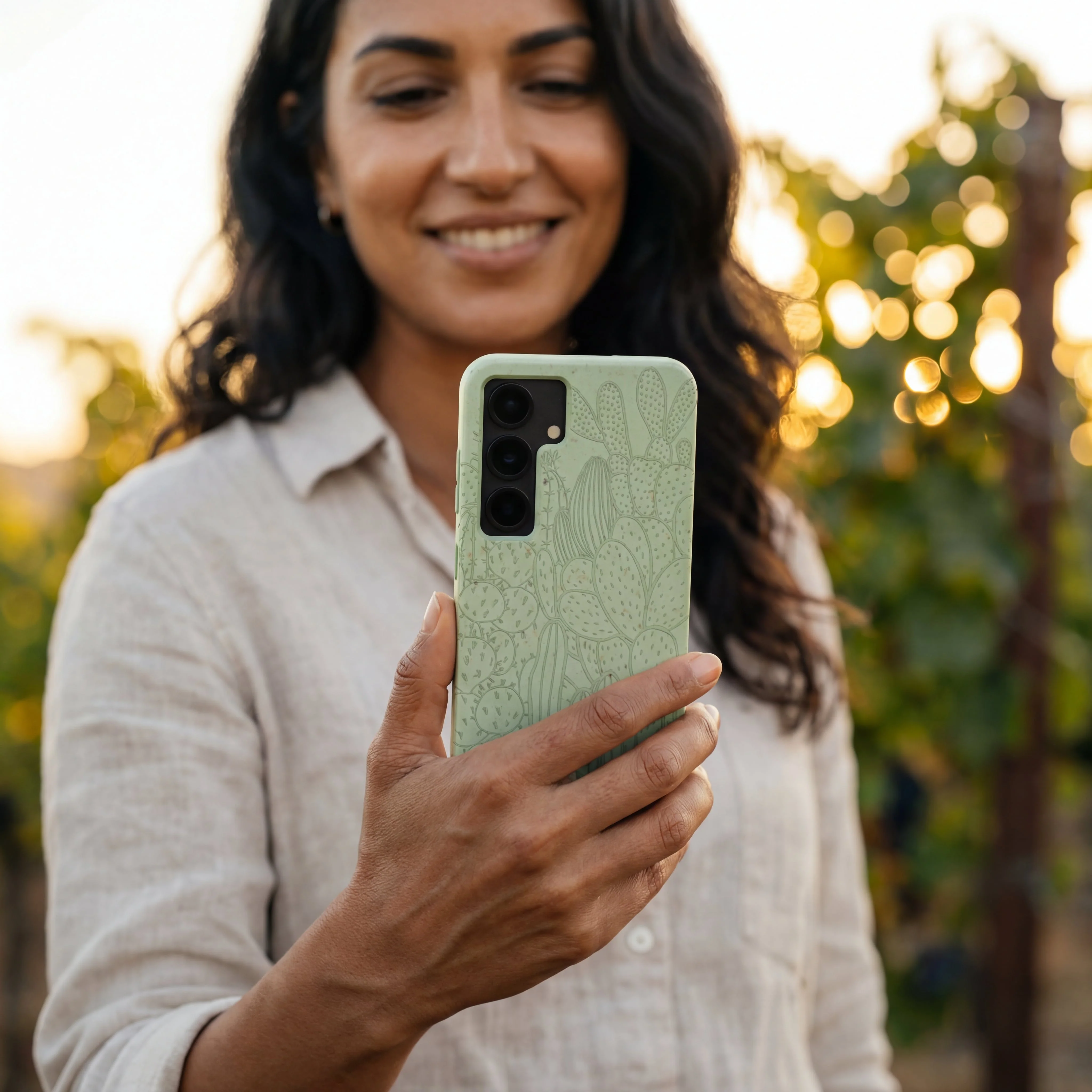 Sage Green Cacti Samsung Galaxy S25 Case - Image 2