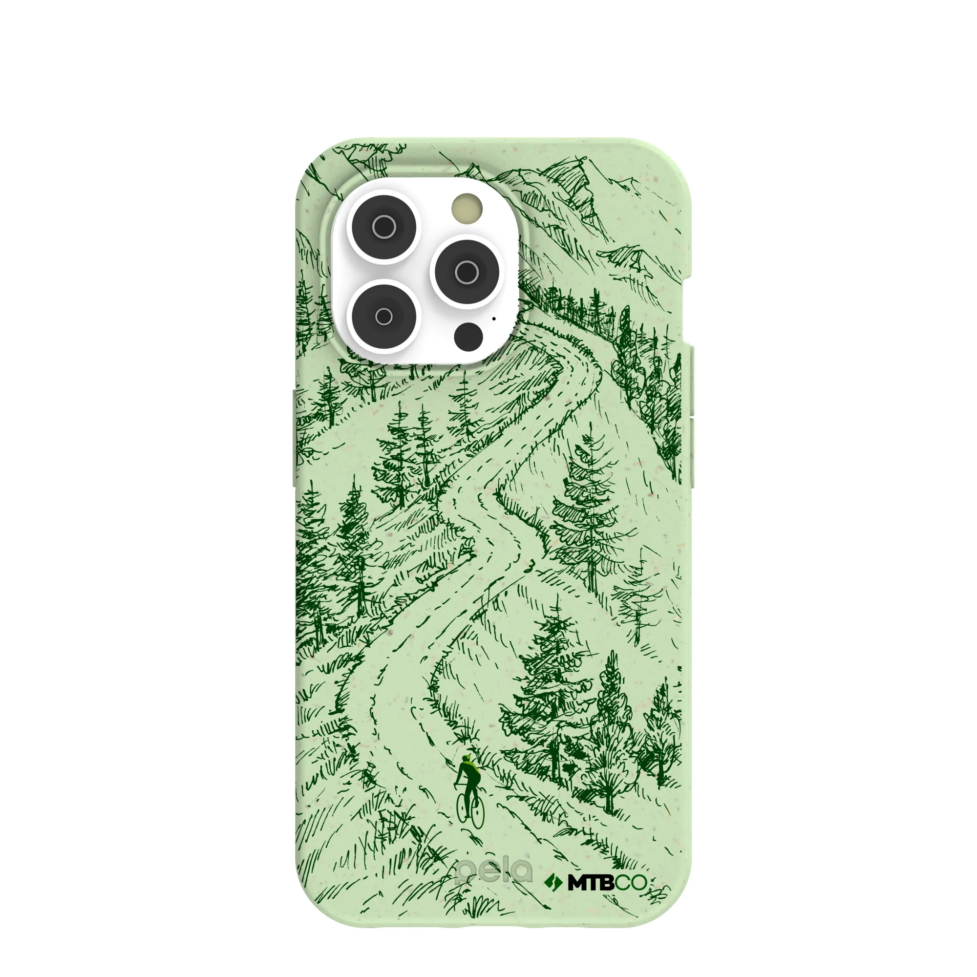 Sage Green Into the Mountains MTBCO iPhone 14 Pro Case