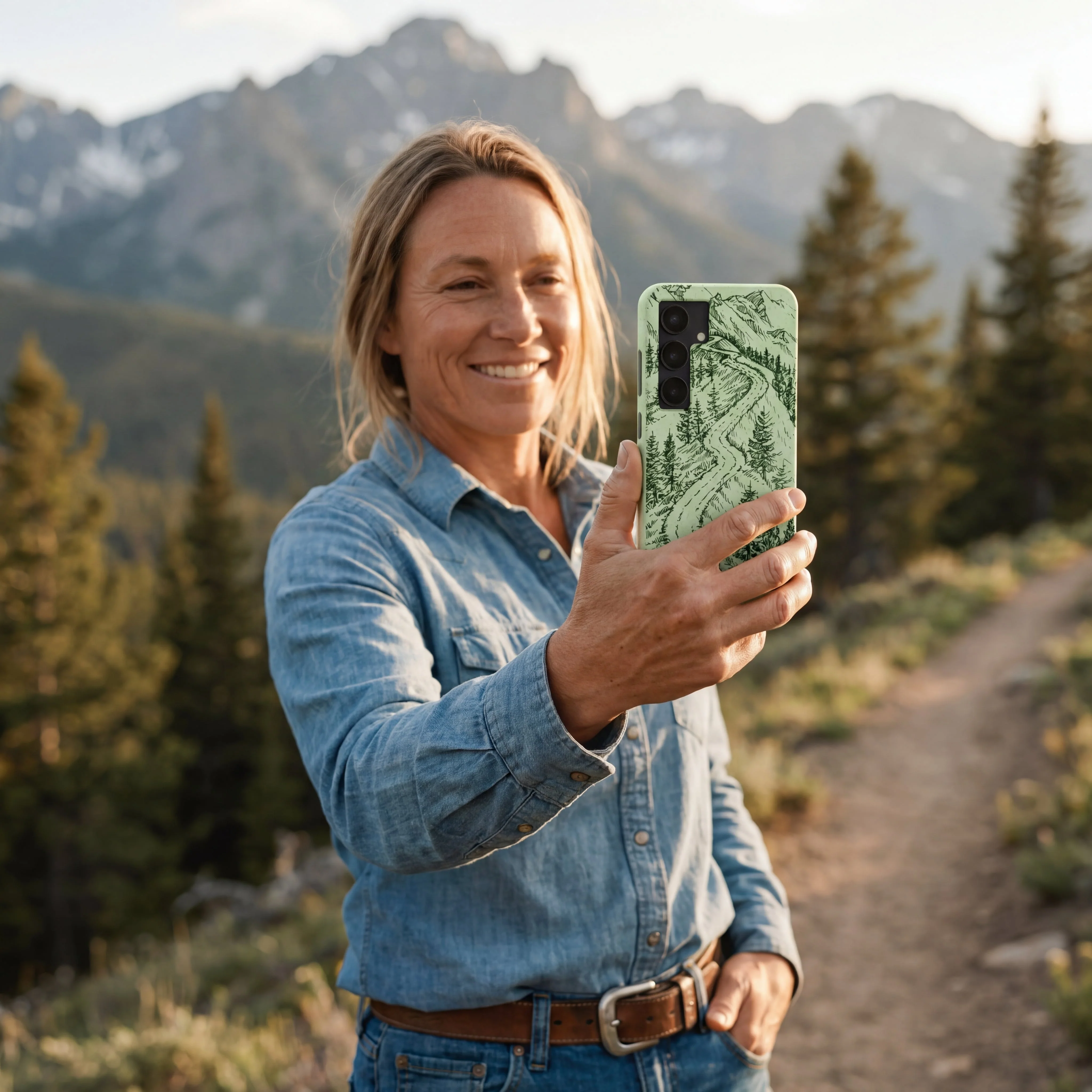 Sage Green Into the Mountains MTBCO Samsung Galaxy S24 Ultra Case - Image 2