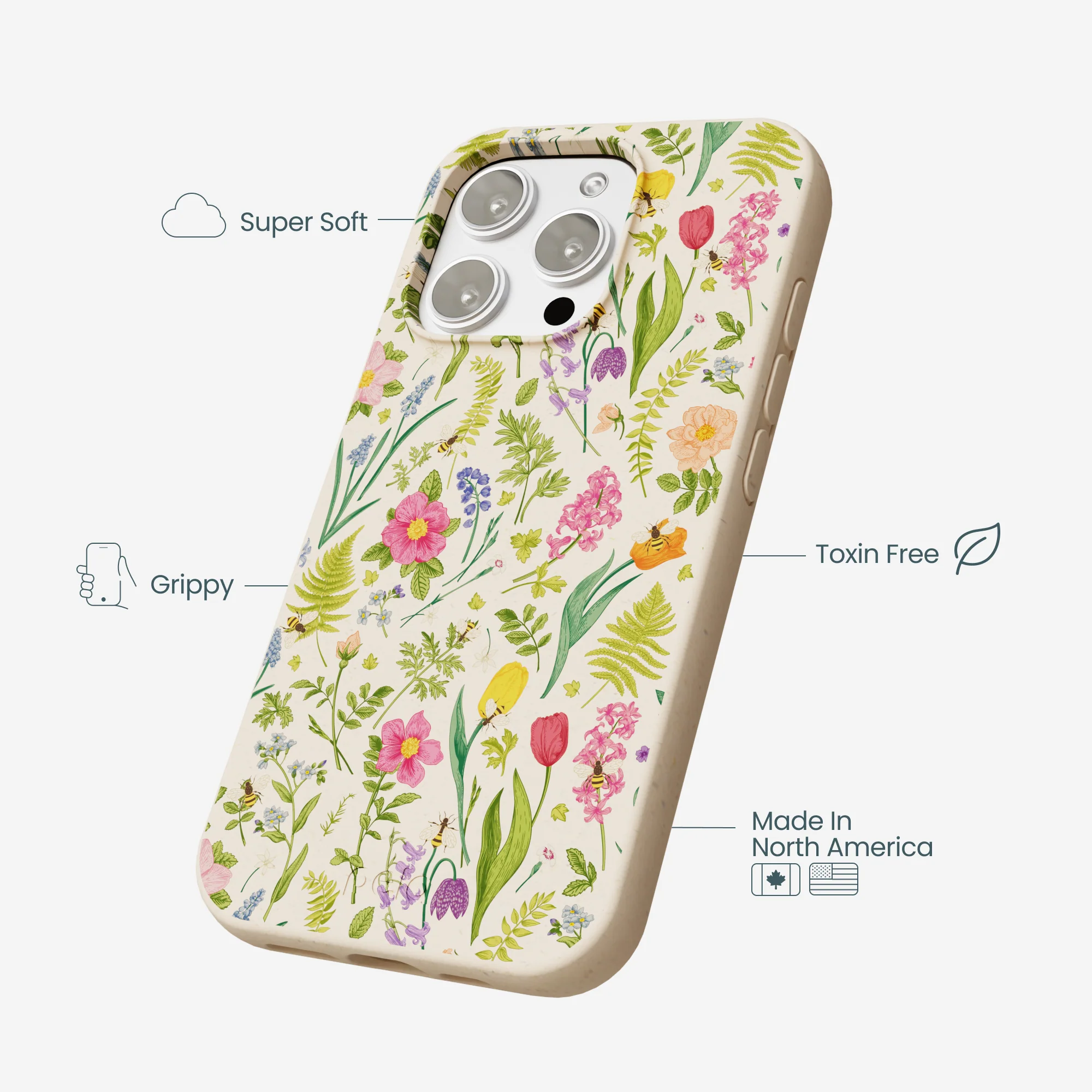 Seashell Bee Meadow iPhone 16 Pro Max Case - Image 4