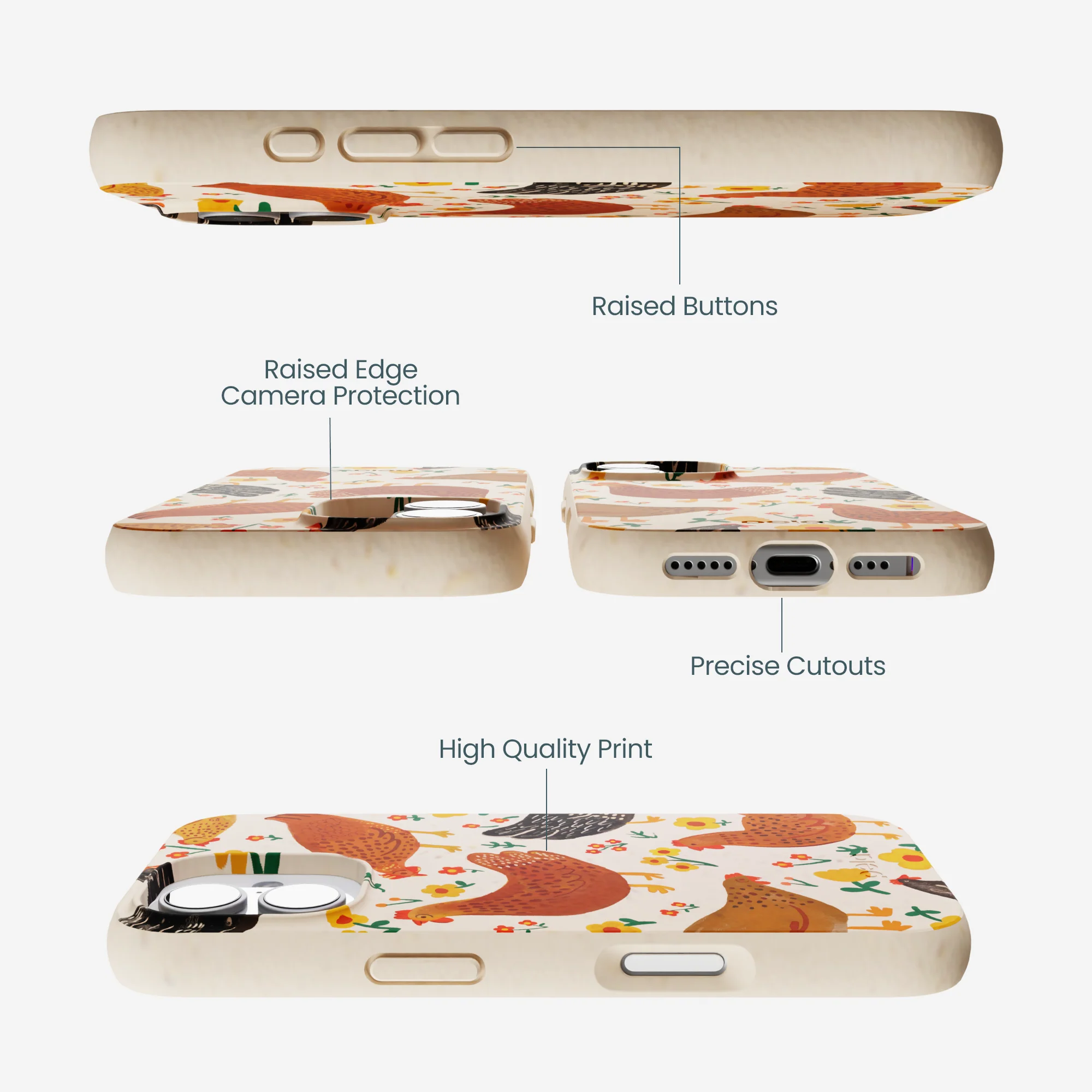 Seashell Chicken Garden iPhone 17 Case - Image 2
